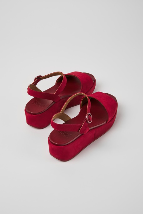Misia Burgundy Nubuck Sandals For Women Camper AU New Arrivals
