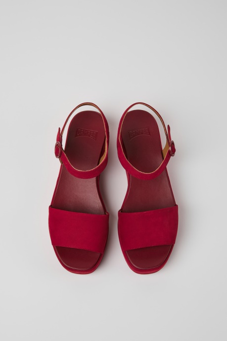 Misia Burgundy Nubuck Sandals For Women Camper AU New Arrivals