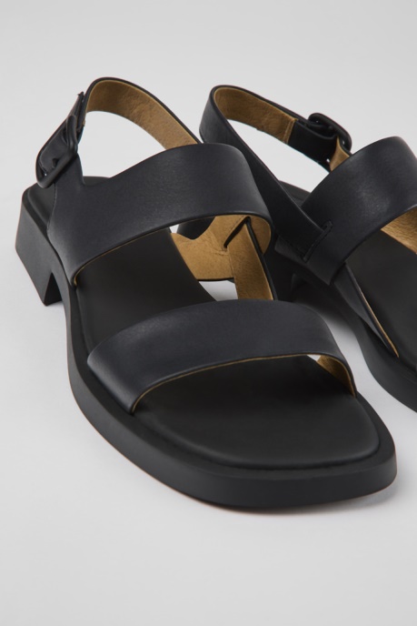 Camper AU Dana Black Leather Sandals For Women New Arrivals