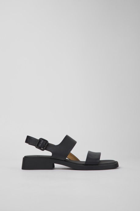 Camper AU Dana Black Leather Sandals For Women New Arrivals
