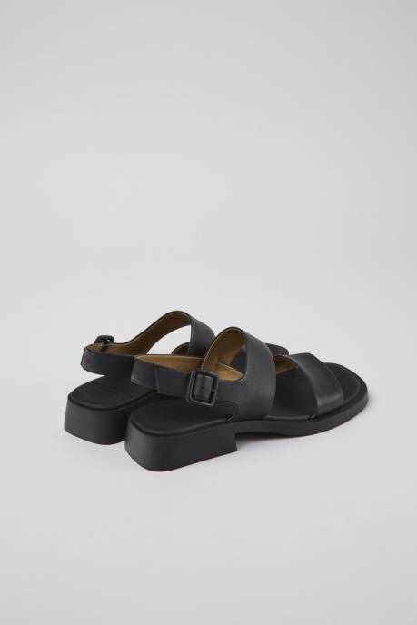 Camper AU Dana Black Leather Sandals For Women New Arrivals