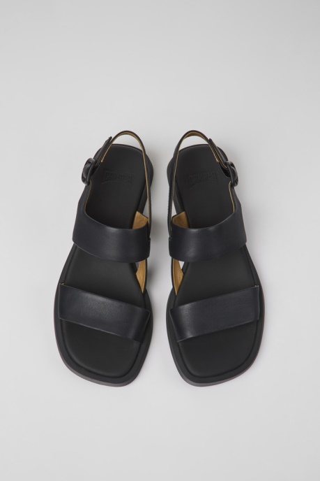 Camper AU Dana Black Leather Sandals For Women New Arrivals