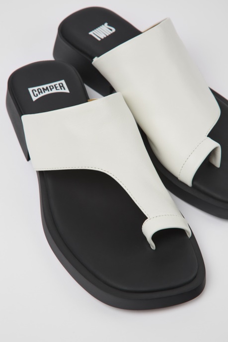 Design Twins White Leather Sandals For Women Camper AU