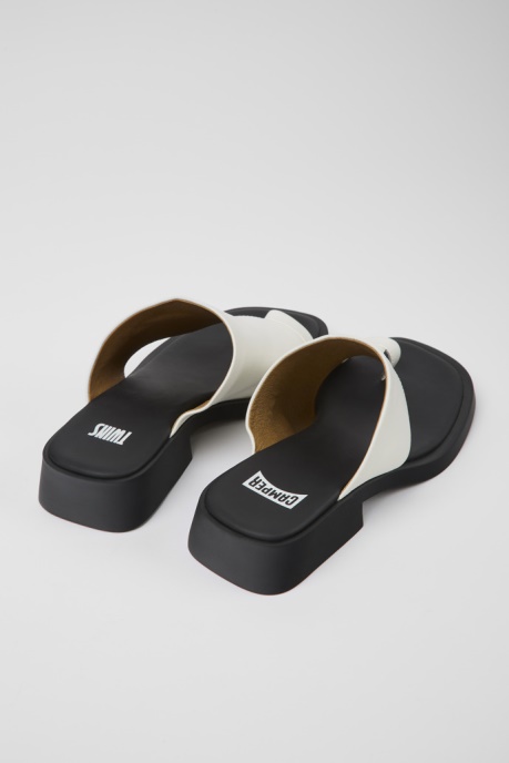 Design Twins White Leather Sandals For Women Camper AU