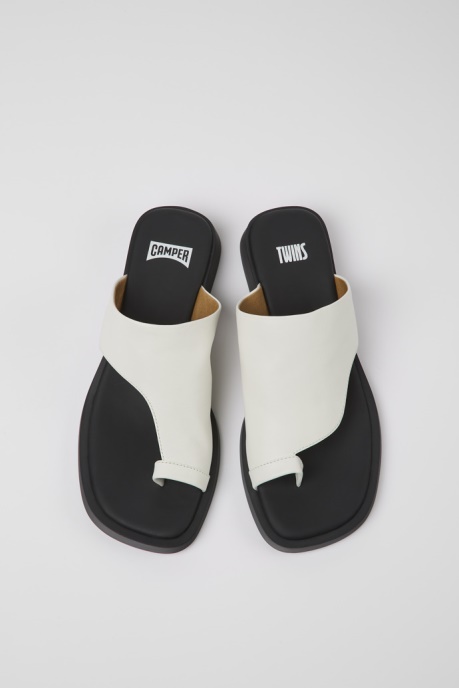 Design Twins White Leather Sandals For Women Camper AU