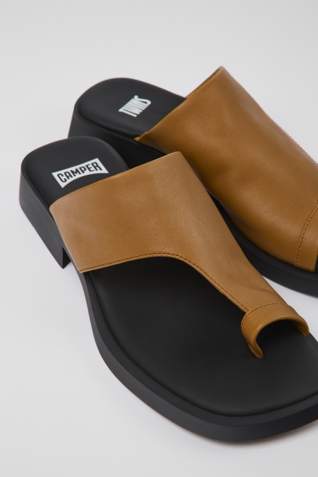 Design Twins Brown Leather Sandals For Women Camper AU