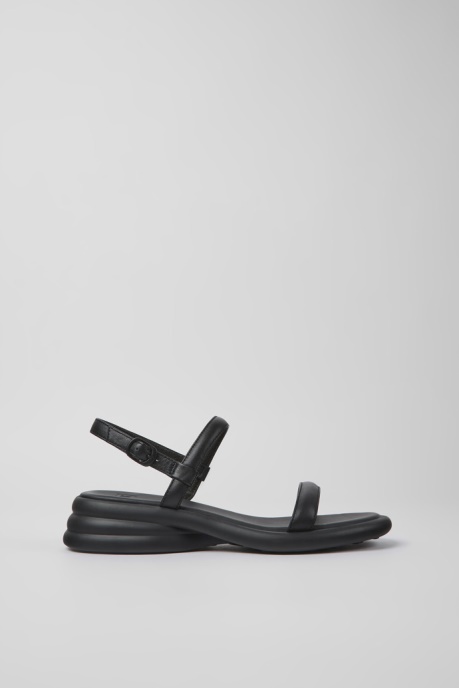 Camper AU Spiro Black Leather Sandals For Women New Arrivals