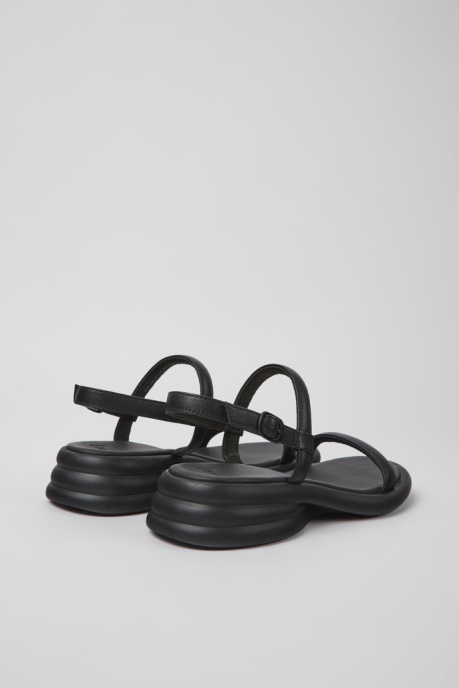 Camper AU Spiro Black Leather Sandals For Women New Arrivals