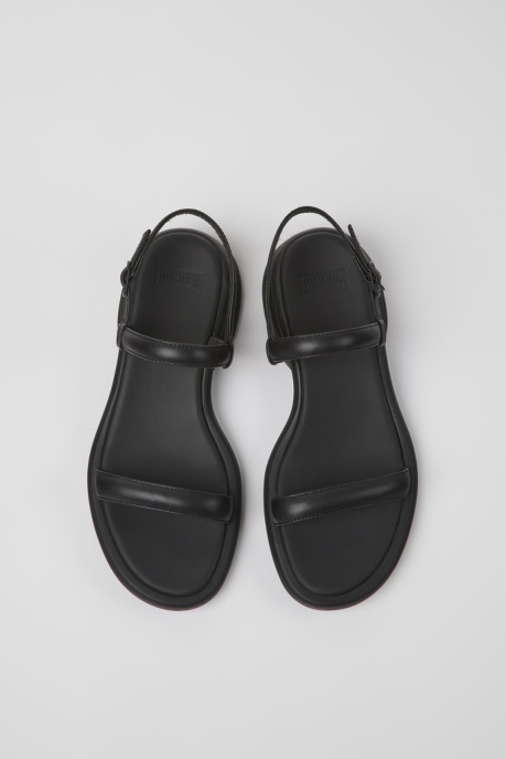 Camper AU Spiro Black Leather Sandals For Women New Arrivals