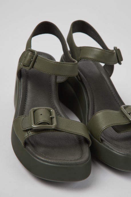 Kaah Green Leather Sandals For Women Camper AU New Arrivals