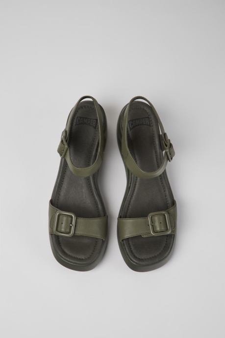 Kaah Green Leather Sandals For Women Camper AU New Arrivals