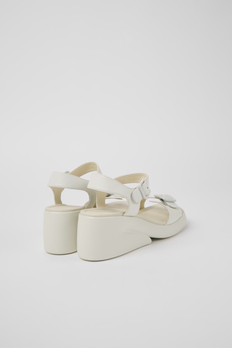 Design Kaah White Leather Sandals For Women Camper AU