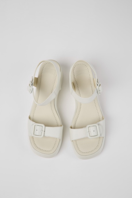Design Kaah White Leather Sandals For Women Camper AU