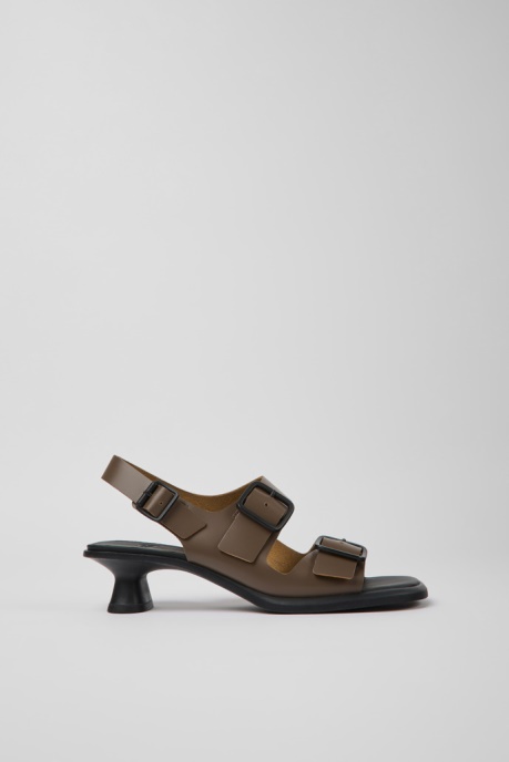 Camper AU Dina Brown Leather Sandals For Women New Arrivals