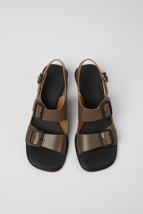 Camper AU Dina Brown Leather Sandals For Women New Arrivals