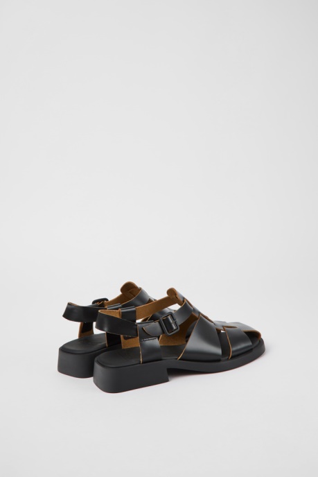 Design Dana Black Leather Sandals For Women Camper AU