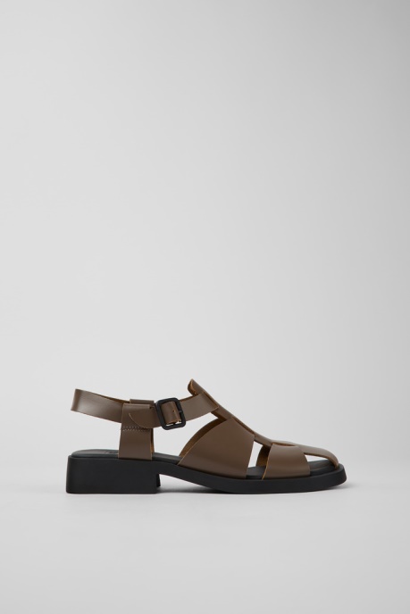 Camper AU Design Dana Brown Leather Sandals For Women