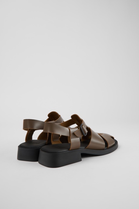 Camper AU Design Dana Brown Leather Sandals For Women