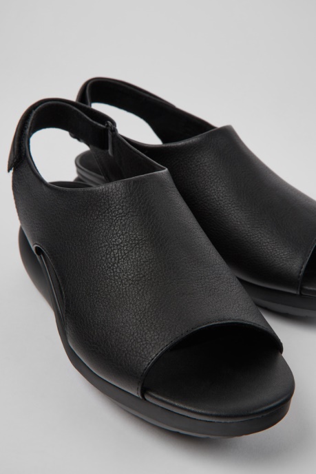 Camper AU Balloon Black Leather Sandals For Women New Arrivals