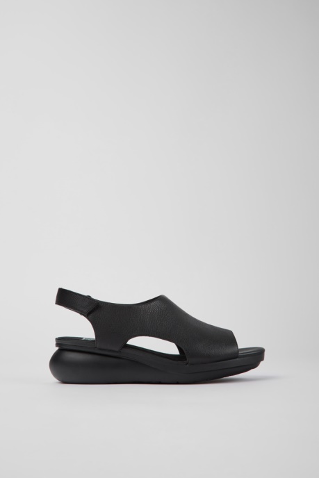 Camper AU Balloon Black Leather Sandals For Women New Arrivals