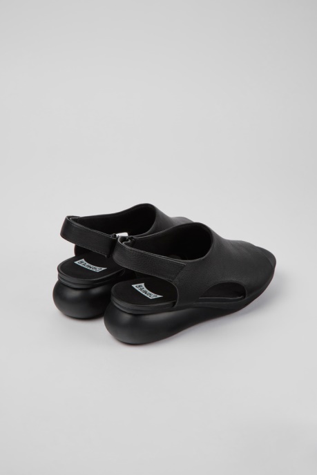 Camper AU Balloon Black Leather Sandals For Women New Arrivals