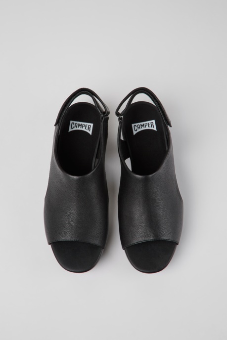 Camper AU Balloon Black Leather Sandals For Women New Arrivals