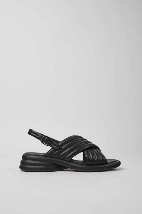Spiro Black Leather Sandals For Women Exclusive Camper AU