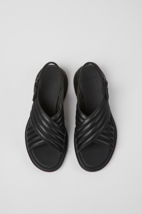 Spiro Black Leather Sandals For Women Exclusive Camper AU