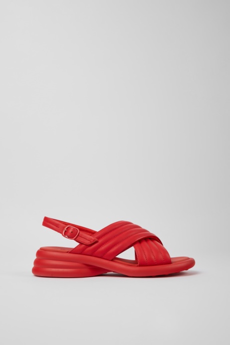 Spiro Red Leather Sandals For Women Camper AU New Arrivals