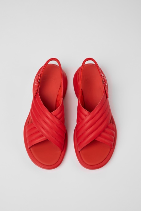Spiro Red Leather Sandals For Women Camper AU New Arrivals
