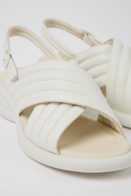 Camper AU Design Spiro White Leather Sandals For Women