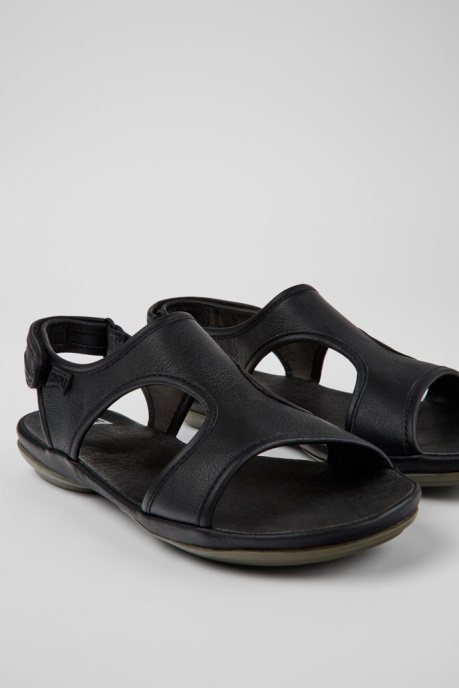 Camper AU Design Right Black Leather Sandals For Women