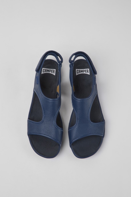 Right Dark Blue Leather Sandals For Women Camper AU New Arrivals
