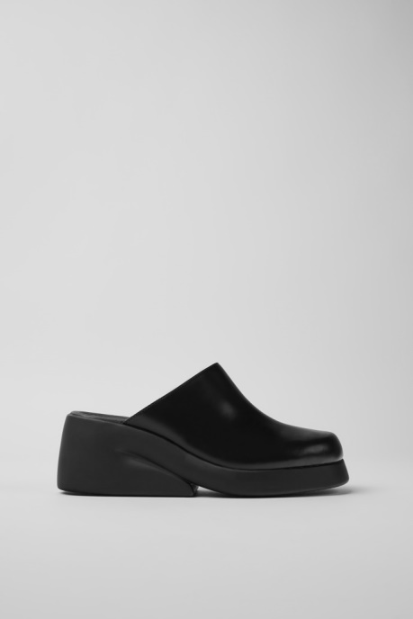 Design Kaah Black Leather Clogs Camper AU