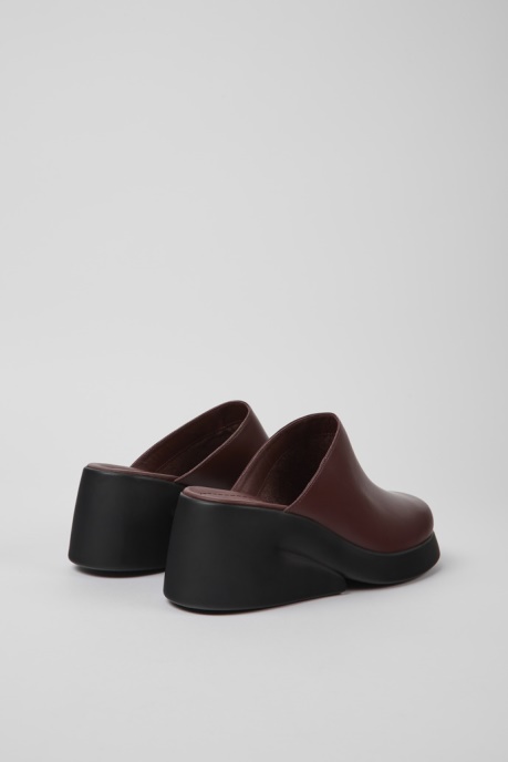 Design Kaah Burgundy Leather Mules For Women Camper AU