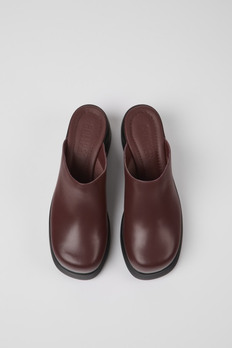 Design Kaah Burgundy Leather Mules For Women Camper AU