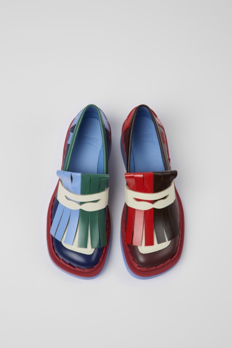 Camper AU Design Twins Multicolored Leather Loafers For Women