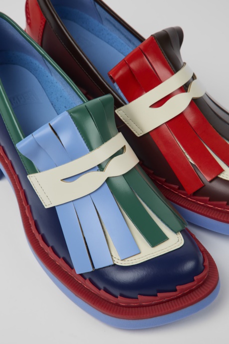 Camper AU Design Twins Multicolored Leather Loafers For Women