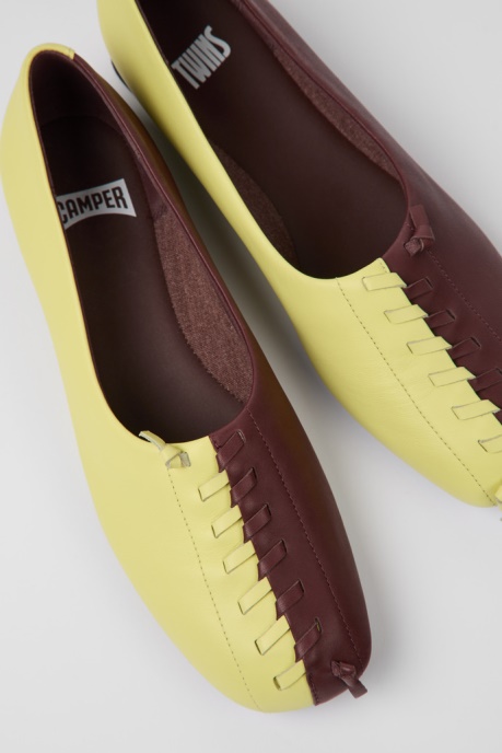 Twins Yellow And Burgundy Ballerina Flats For Women Exclusive Camper AU
