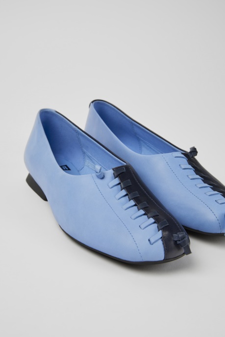 Twins Blue Leather Ballerina Flats For Women Exclusive Camper AU