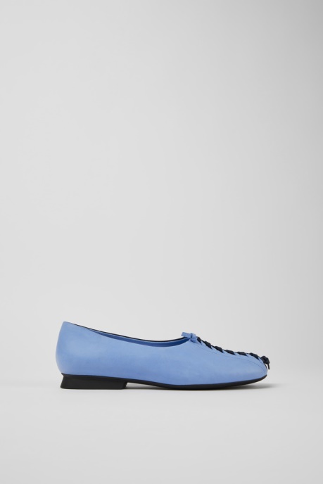 Twins Blue Leather Ballerina Flats For Women Exclusive Camper AU
