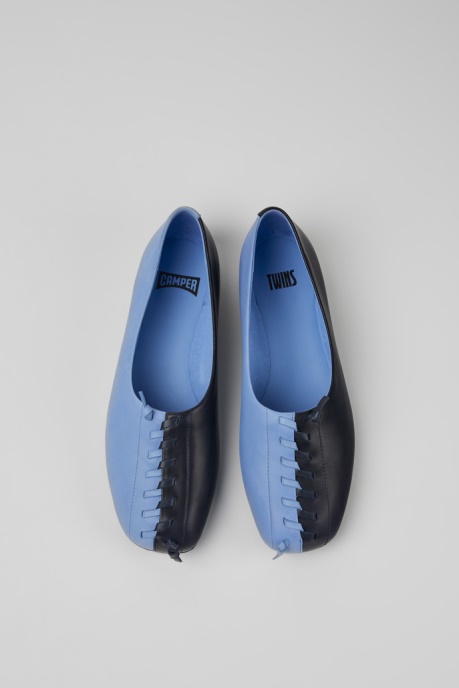 Twins Blue Leather Ballerina Flats For Women Exclusive Camper AU