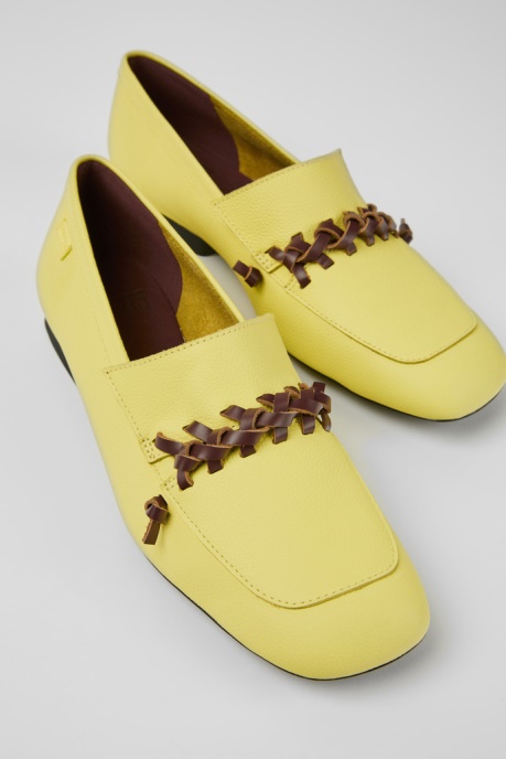 Exclusive Camper AU Casi Myra Yellow And Brown Leather Loafers For Women