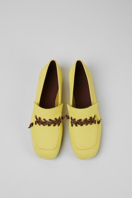 Exclusive Camper AU Casi Myra Yellow And Brown Leather Loafers For Women