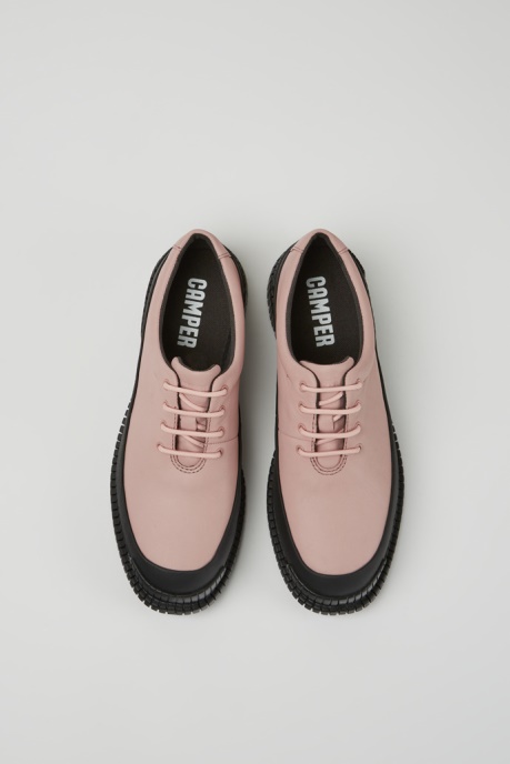 Camper AU Design Pix Pink And Black Leather Lace-Up Shoes For Women