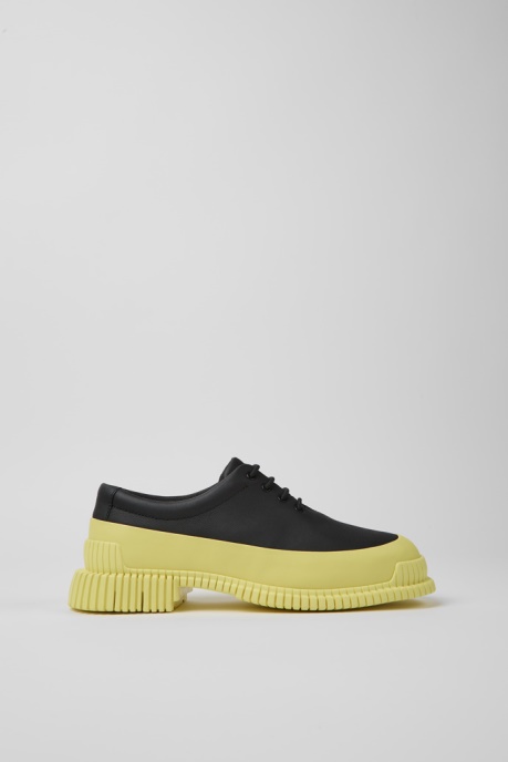 Design Pix Black And Yellow Leather Lace-Up Shoes For Women Camper AU