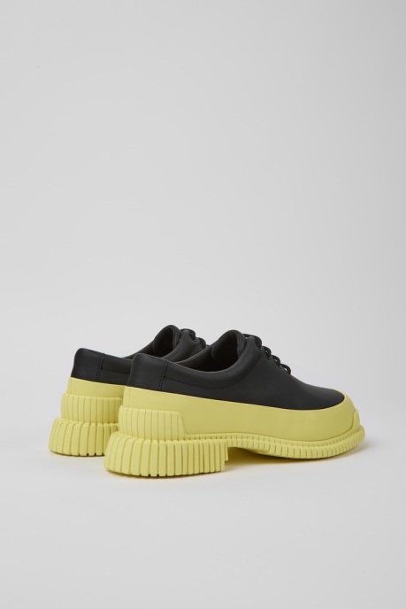 Design Pix Black And Yellow Leather Lace-Up Shoes For Women Camper AU