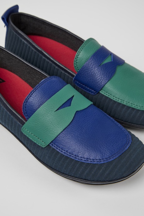 Camper AU Twins Blue And Green Recycled Leather Shoes For Women New Arrivals