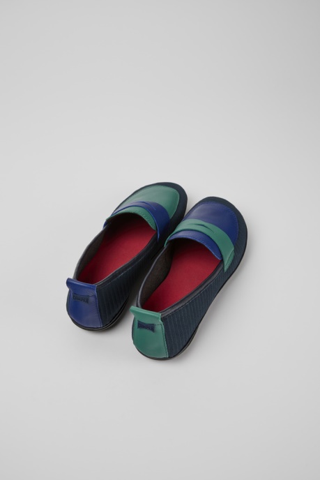 Camper AU Twins Blue And Green Recycled Leather Shoes For Women New Arrivals