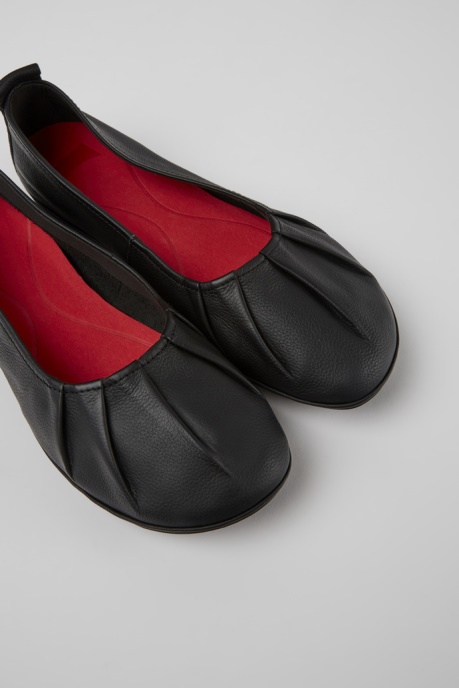 Camper AU Right Black Leather Ballerina Flats For Women New Arrivals